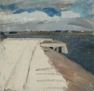 INGERSLEV JENSEN Gustav,Danish coastal scenery with a bridgehead,Bruun Rasmussen 2020-12-01