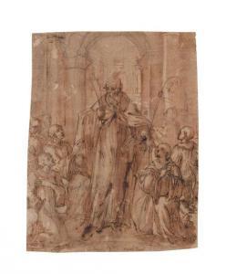 INGOLI Matteo 1585-1631,Moines en adoration devant un saint évêque,Millon & Associés FR 2020-10-30