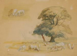 INGRAM B,Sheep near trees,Burstow and Hewett GB 2009-04-29