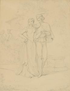 INGRES Jean Auguste Dominique,Couple en costume médiéval dans un paysage,Christie's 2024-03-20