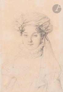 INGRES Jean Auguste Dominique,Portrait de femme en buste , coiffée d\’un madras,Ader 2024-03-22