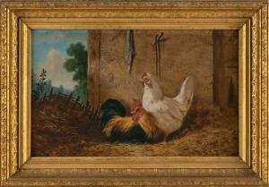 INMAN John O'Brien 1828-1896,Barnyard scene with chickens,1880,Eldred's US 2024-04-04