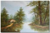 INNESS C.,Woodland scene with a river and a wooden barn,Gilding's GB 2009-02-03