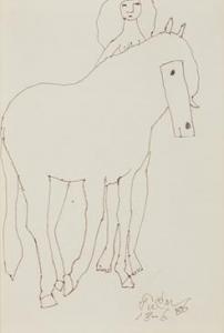 INOKUMA Genichiro 1902-1993,horse and woman,1986,Mainichi Auction JP 2023-04-01