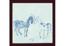 INOKUMA Genichiro 1902-1993,Horses (porcelain tile),1987,Mainichi Auction JP 2019-04-20