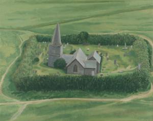 INSHAW David 1943,St Enodoc Church from Bray, Cornwall,1988,Ewbank Auctions GB 2024-04-25