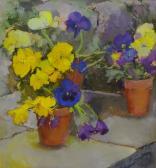 INSTON Brenda,Pansies in Plant Pots,20th century,David Duggleby Limited GB 2020-07-11