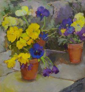 INSTON Brenda,Pansies in Plant Pots,20th century,David Duggleby Limited GB 2020-07-11