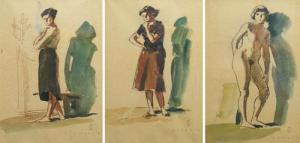 IOANID Costin 1914-1993,Trei lucrari reprezentand modele feminine,Alis Auction RO 2013-04-16