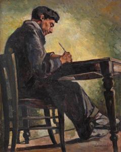 Ioanid Ionel 1882-1952,Self-portrait at the Desk,Artmark RO 2023-07-12