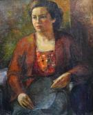 IONESCU Balasa 1919-1997,Tânãrã în fotoliu / Young woman on armchair,1955,GoldArt RO 2016-07-20