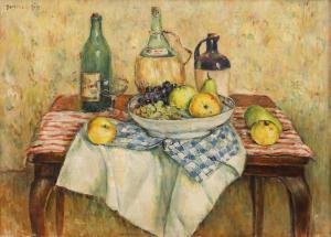 IONESCU SIN Gheorghe 1896-1988,Still Life with Fruits and Wine Bottle,Artmark RO 2023-01-18