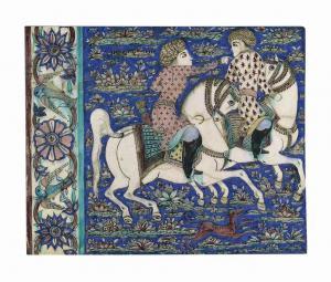 IRANIAN SCHOOL,A LARGE QAJAR MOULDED POTTERY TILE  TEHRAN,Christie's GB 2016-04-21