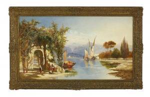 IRETON George 1800,AN ITALIAN LAKE SCENE WITH FIGURES,1887,Sworders GB 2014-06-03