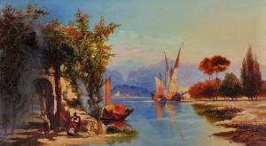 IRETON George 1800,An Italianate Lake Scene,1887,John Nicholson GB 2014-09-24