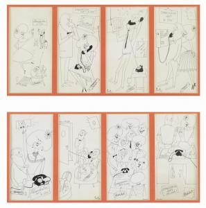 IRONIMUS Gustav Peichl 1928-2019,Acht Karikaturen bzw. Werbegraphiken für Schwecha,Palais Dorotheum 2020-06-16