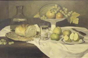 IRONSIDE Christopher,Fruit, bread and water on a table,1913,Moore Allen & Innocent 2016-10-28