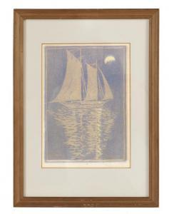 IRVINE Sadie 1887-1970,Moonlit Sailboat,New Orleans Auction US 2016-05-22