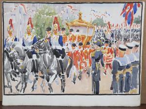 IRWIN Greville,Coronation Parade with Royal Carriage,20th century,Tooveys Auction 2021-11-10