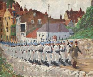 IRWIN Greville 1893-1947,French infantry marching in column,Christie's GB 2015-12-15