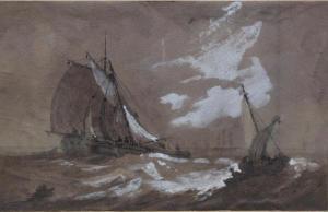 ISABEY Eugene Louis Gabriel 1803-1886,Marine à Scheveningen,1828,Le Havre encheres FR 2017-10-22