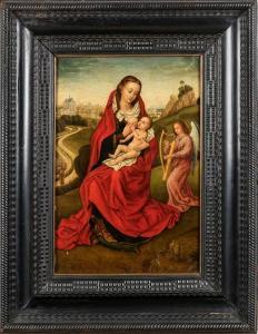 ISENBRANDT Adrian 1500-1551,Virgen con Niño y ángel músico en un paisaje,Goya Subastas ES 2017-04-26