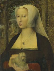 ISENBRANT Adriaen 1490-1551,Portrait of a lady, half-length, with a dog,Christie's GB 2019-07-04