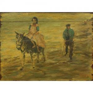 ISRAELL Issac,girl riding a donkey by the sea,Eastbourne GB 2017-06-10
