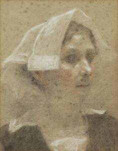ISRAELS Jozef 1824-1911,Woman with a Handkerchief,Tiroche IL 2024-04-21