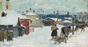 Isupov Aleksej Vladimirovic 1889-1957,Winter in the provinces,1910,Sovcom RU 2024-04-02