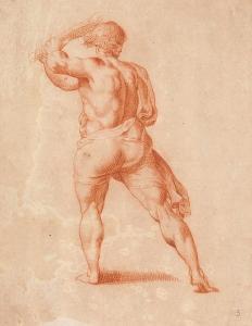 ITALIAN SCHOOL,Akademiestudie mit Rückenansicht des kämpfenden Herkules,Fischer CH 2014-06-18
