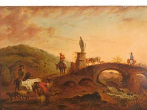 ITALIAN SCHOOL,Figures and animals by a bridge,Golding Young & Mawer GB 2018-05-23