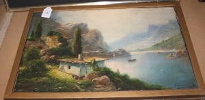 ITALIAN SCHOOL,Lakeland View with Figures in a Boat,Tooveys Auction GB 2012-02-22