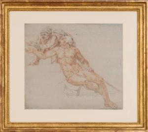 ITALIAN SCHOOL,Nude Male Figure with Another Figure Black,Stair Galleries US 2017-09-22