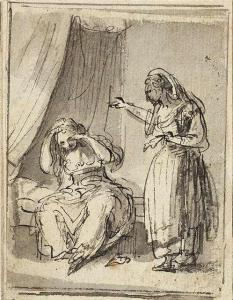 ITALIAN SCHOOL (XVIII),Two women conversing at bedside,18th century,Nagel DE 2008-06-25