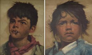 ITALIAN SCHOOL (XX),portraits of Italian children, one smoking a cigar,Gardiner Houlgate 2019-03-27