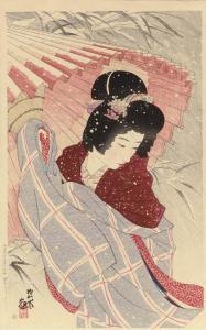 ITO Shinsui 1898-1972,Fubuki (Snowstorm), from the series Gendai bijinsh,1932,Christie's 2003-03-25