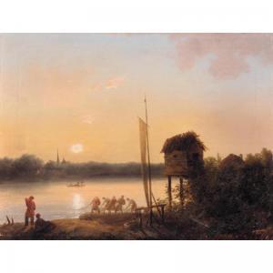 IVANOV Ivan Alekseevich 1779-1848,evening riverscape with fishermen,1845,Sotheby's GB 2004-11-30