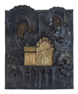 IVANOV Timofye,Icon in four registers representing The Virgin,1872,Brunk Auctions US 2013-11-15