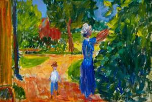 IVARSON Ivan 1900-1939,Mor och barn i trädgården,1930,Uppsala Auction SE 2023-11-09