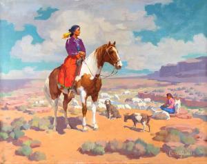 J BENSCO Charles 1894-1960,Navajo Shepherdess,Jackson Hole US 2019-09-13