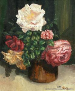 J INGLIS Arthur 1904-1995,Still Life with Roses,1934,International Art Centre NZ 2008-08-07