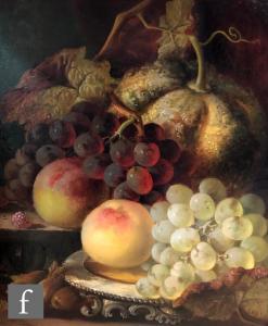 J. STANIER Frederick,Peaches and grapes on a stone ledge,Fieldings Auctioneers Limited 2021-08-19