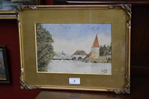 JAB 1900-1900,Dutch River and Tower,1908,Bamfords Auctioneers and Valuers GB 2016-08-03