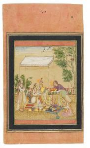 JABBADAR Ali Quli,AN ADORING COUPLE AND A CALLIGRAPHIC PANEL,1655,Christie's GB 2017-10-26