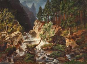 JABIN Georg 1828-1864,A rushing mountain stream,Palais Dorotheum AT 2023-09-07