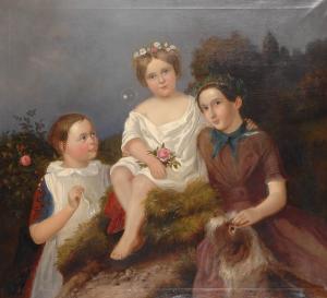 JABIN Georg 1828-1864,Familienbildnis mit Hund,1850,Wendl DE 2017-06-15