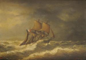 JABONEAU Eugène-Gabriel 1800-1800,Navire français dans la tempête,Pescheteau-Badin FR 2020-09-22