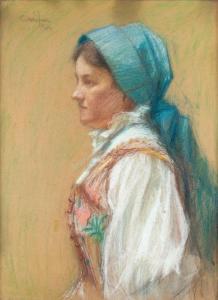 JACH Ludwik 1892-1952,Portrait of Maria Westfalewiczówna in a national c,1919,Desa Unicum 2020-05-14
