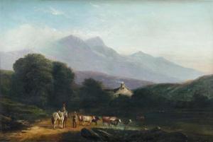 JACKSON J.S 1800-1800,Drovers with Cattle in a Highland Landscape,1860,Cheffins GB 2012-09-19